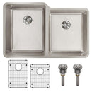 Elkay Lustertone Iconix 16 Gauge Stainless Steel 31-1/4" x 20-1/2" x 9" Double Bowl Undermount Sink Kit with Right Perfect Drain ELUHH3120RTPDBG