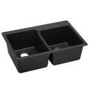 Elkay Quartz Luxe 33" x 22" x 9-1/2" Offset Double Bowl Drop-in Sink Caviar ELX250RCA0