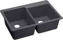 Elkay Quartz Luxe 33" x 22" x 9-1/2" Offset Double Bowl Drop-in Sink Charcoal ELX250RCH0