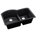 Elkay Quartz Luxe 33" x 22" x 10" Offset 60/40 Double Bowl Undermount Sink with Aqua Divide Caviar ELXHU3322RCA0