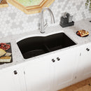 Elkay Quartz Luxe 33" x 22" x 10" Offset 60/40 Double Bowl Undermount Sink with Aqua Divide Obsidian ELXHU3322RDN0