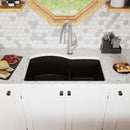 Elkay Quartz Luxe 33" x 22" x 10" Offset 60/40 Double Bowl Undermount Sink with Aqua Divide Obsidian ELXHU3322RDN0