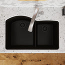 Elkay Quartz Luxe 33" x 22" x 10" Offset 60/40 Double Bowl Undermount Sink with Aqua Divide Obsidian ELXHU3322RDN0
