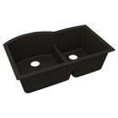 Elkay Quartz Luxe 33" x 22" x 10" Offset 60/40 Double Bowl Undermount Sink with Aqua Divide Obsidian ELXHU3322RDN0