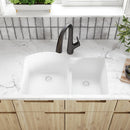 Elkay Quartz Luxe 33" x 22" x 10" Offset 60/40 Double Bowl Undermount Sink with Aqua Divide Arctic Fox ELXHU3322RFX0
