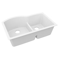 Elkay Quartz Luxe 33" x 22" x 10" Offset 60/40 Double Bowl Undermount Sink with Aqua Divide Arctic Fox ELXHU3322RFX0
