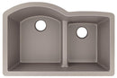 Elkay Quartz Luxe 33" x 22" x 10" Offset 60/40 Double Bowl Undermount Sink with Aqua Divide Silvermist ELXHU3322RSM0