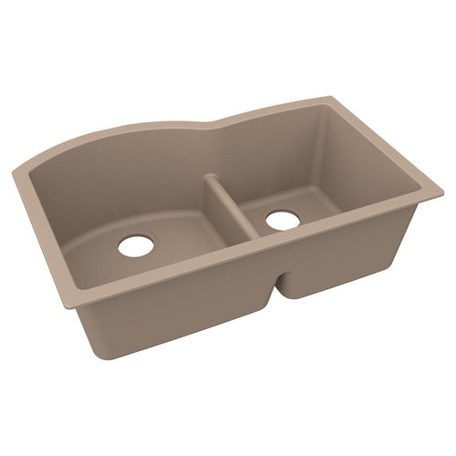 Elkay Quartz Luxe 33" x 22" x 10" Offset 60/40 Double Bowl Undermount Sink with Aqua Divide Sandstone ELXHU3322RSN0