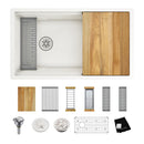 Elkay Quartz Luxe 33" x 19" x 9" Single Bowl Undermount Workstation Sink Kit with Perfect Drain Ricotta ELXRU13322WRT0
