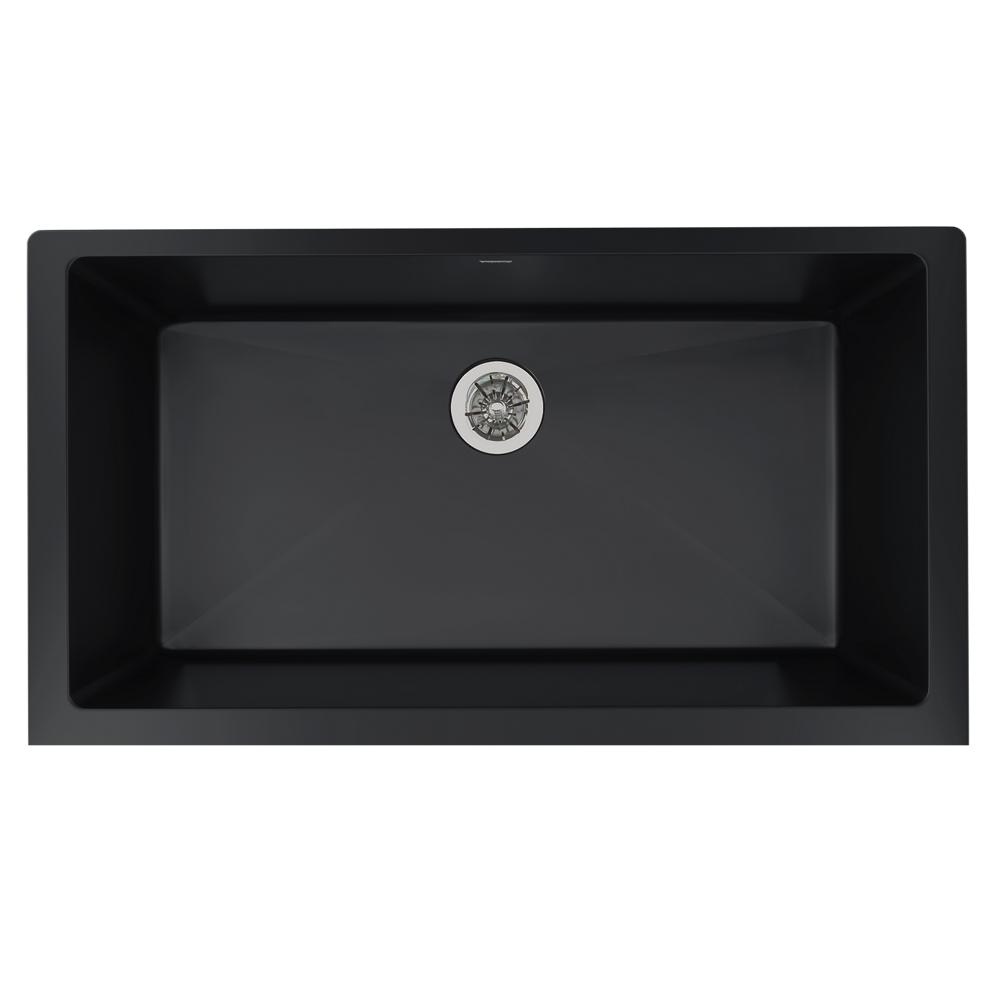 Elkay Quartz Luxe 35-7/8" x 19" x 9" Single Bowl Undermount Kitchen Sink with Perfect Drain Caviar ELXRUP3620CA0