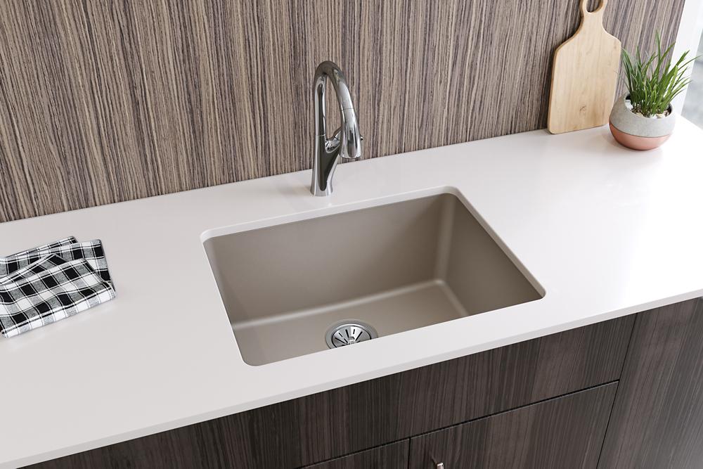 Elkay Quartz Luxe 24-5/8" x 18-1/2" x 9-1/2" Single Bowl Undermount Sink Silvermist ELXU2522SM0