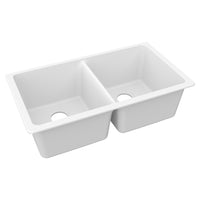 Elkay Quartz Luxe 33" x 18-1/2" x 9-1/2" Equal Double Bowl Undermount Sink Arctic Fox ELXU3322FX0