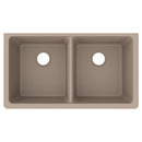Elkay Quartz Luxe 33" x 18-1/2" x 9-1/2" Equal Double Bowl Undermount Sink Sandstone ELXU3322SN0