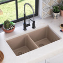 Elkay Quartz Luxe 33" x 18-1/2" x 9-1/2" Equal Double Bowl Undermount Sink Sandstone ELXU3322SN0