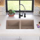Elkay Quartz Luxe 33" x 18-1/2" x 9-1/2" Equal Double Bowl Undermount Sink Sandstone ELXU3322SN0