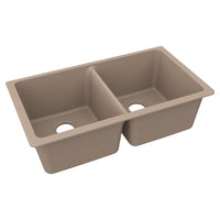 Elkay Quartz Luxe 33" x 18-1/2" x 9-1/2" Equal Double Bowl Undermount Sink Sandstone ELXU3322SN0