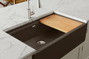 Elkay Quartz Luxe 35-7/8 x 21-9/16 x 9" Single Bowl 10" Apron Farmhouse Workstation Sink with Perfect Drain Chestnut ELXUFP362010CN0