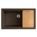 Elkay Quartz Luxe 35-7/8 x 21-9/16 x 9" Single Bowl 10" Apron Farmhouse Workstation Sink with Perfect Drain Chestnut ELXUFP362010CN0