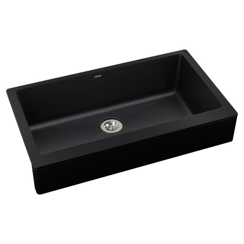 Elkay Quartz Luxe 35-7/8" x 20-15/16" x 9" Single Bowl Farmhouse Sink with Perfect Drain Caviar ELXUFP3620CA0
