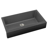 Elkay Quartz Luxe 35-7/8" x 20-15/16" x 9" Single Bowl Farmhouse Sink with Perfect Drain Charcoal ELXUFP3620CH0