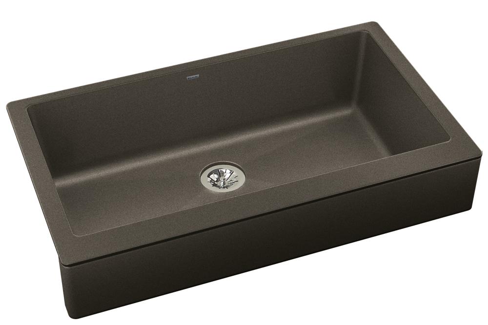 Elkay Quartz Luxe 35-7/8" x 20-15/16" x 9" Single Bowl Farmhouse Sink with Perfect Drain Chestnut ELXUFP3620CN0