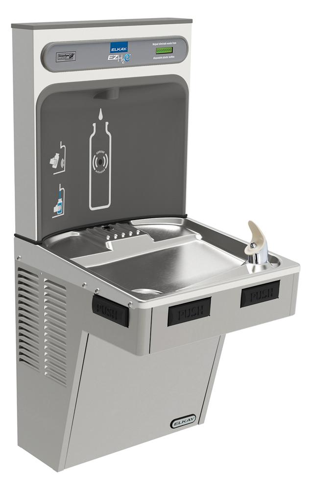 Elkay ezH2O Bottle Filling Station with Mechanically Activated Single ADA Cooler Non-Filtered Refrigerated Light EMABF8WSLK