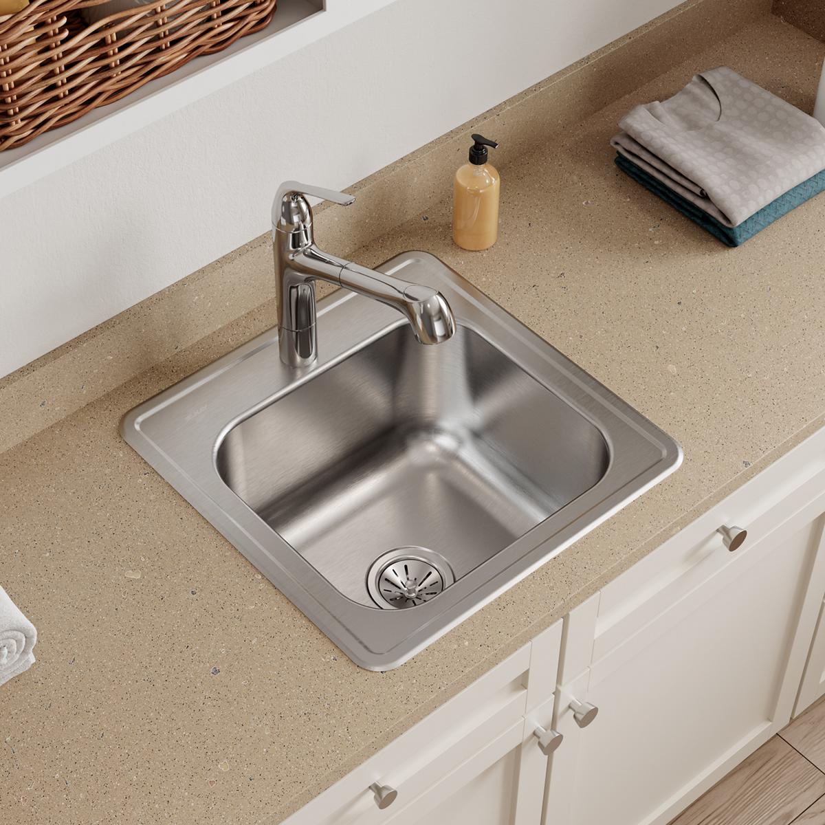 Elkay Celebrity Stainless Steel 20" x 20" x 10-1/8", 1-Hole Single Bowl Drop-in Laundry Sink ESE2020101