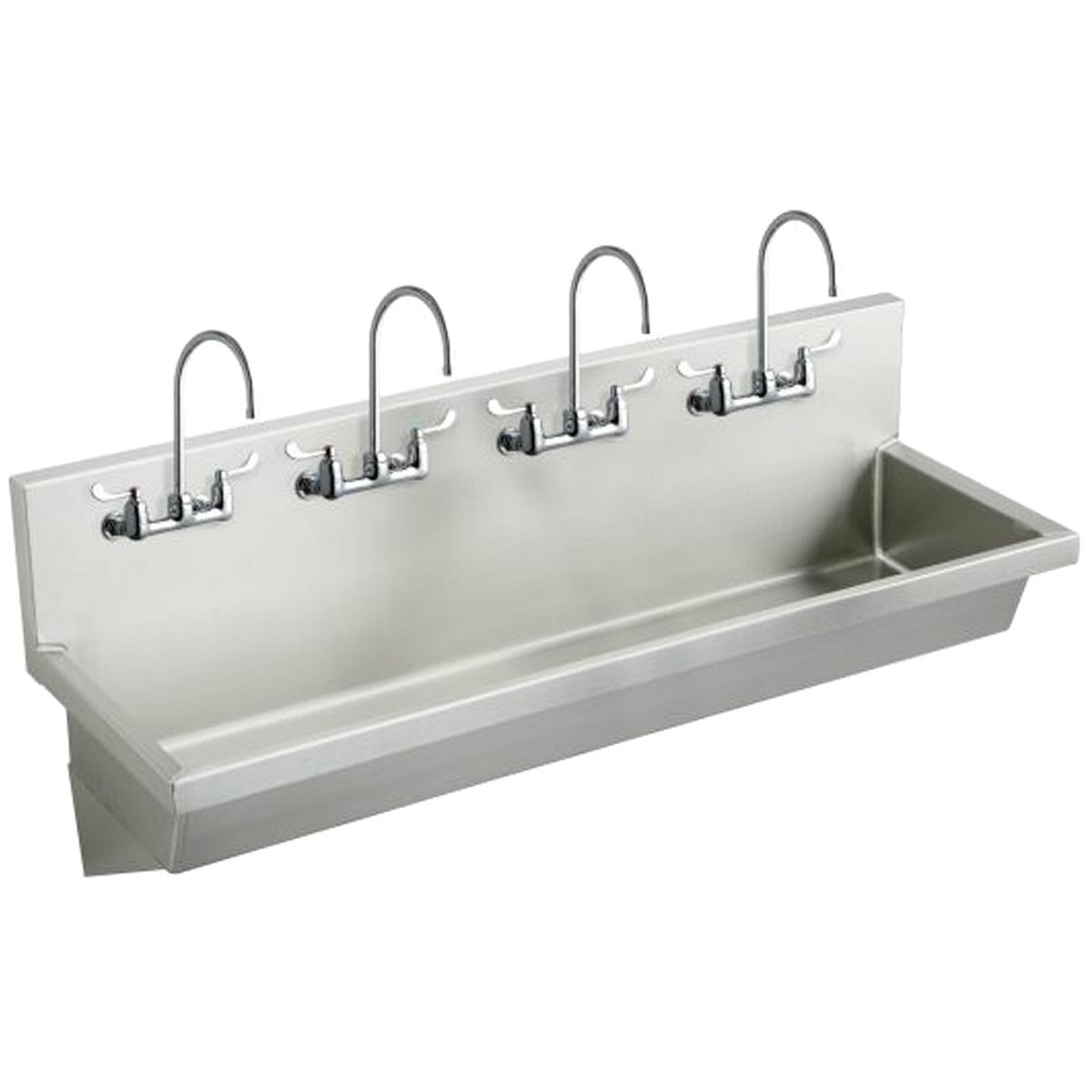 Elkay Stainless Steel 96" x 20" x 8", Wall Hung Multiple Station Hand Wash Sink Kit EWMA9620C