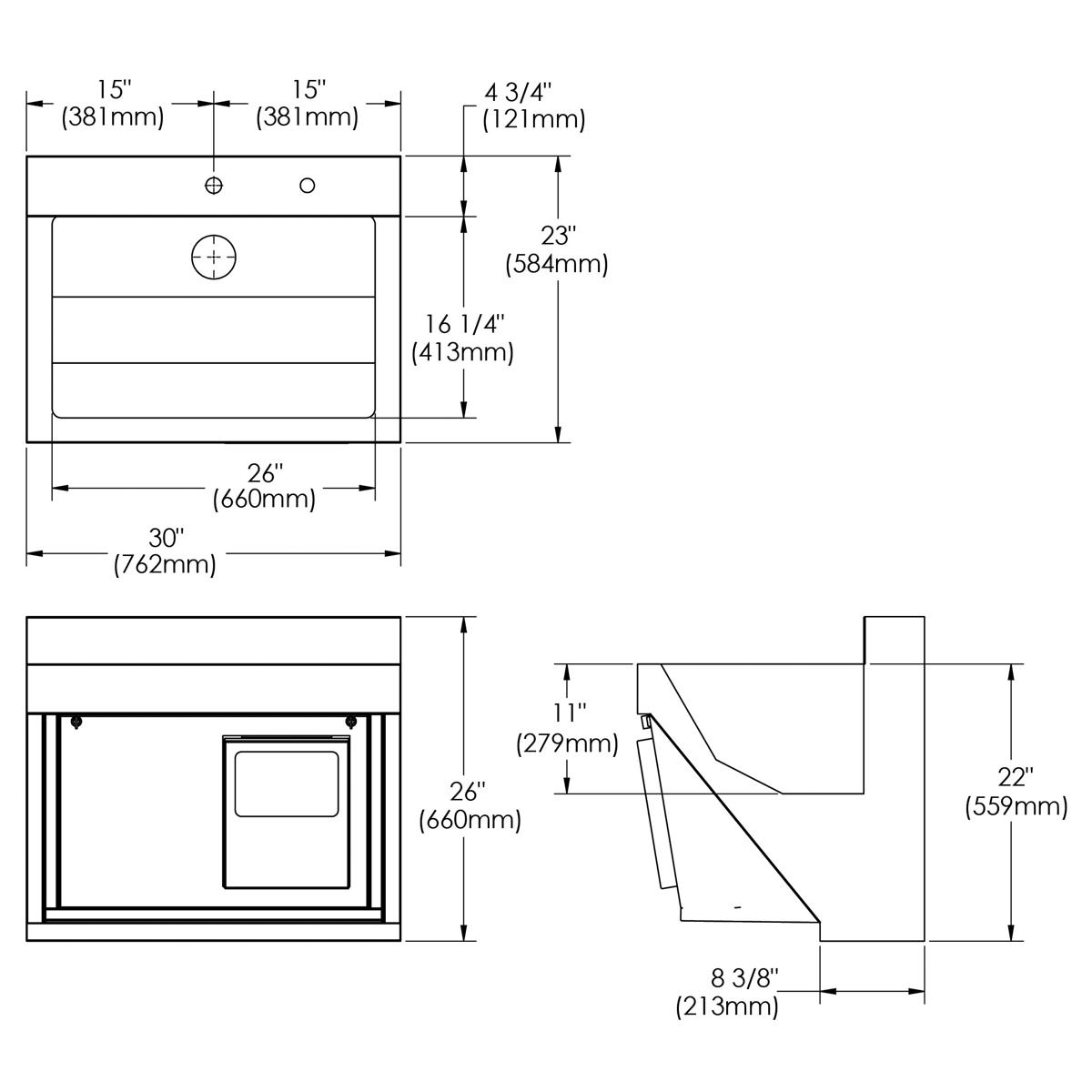 Elkay Stainless Steel 30" x 23" x 26", Wall Hung Single Bowl Surgeon Scrub Sink Kit EWSF13026KWC
