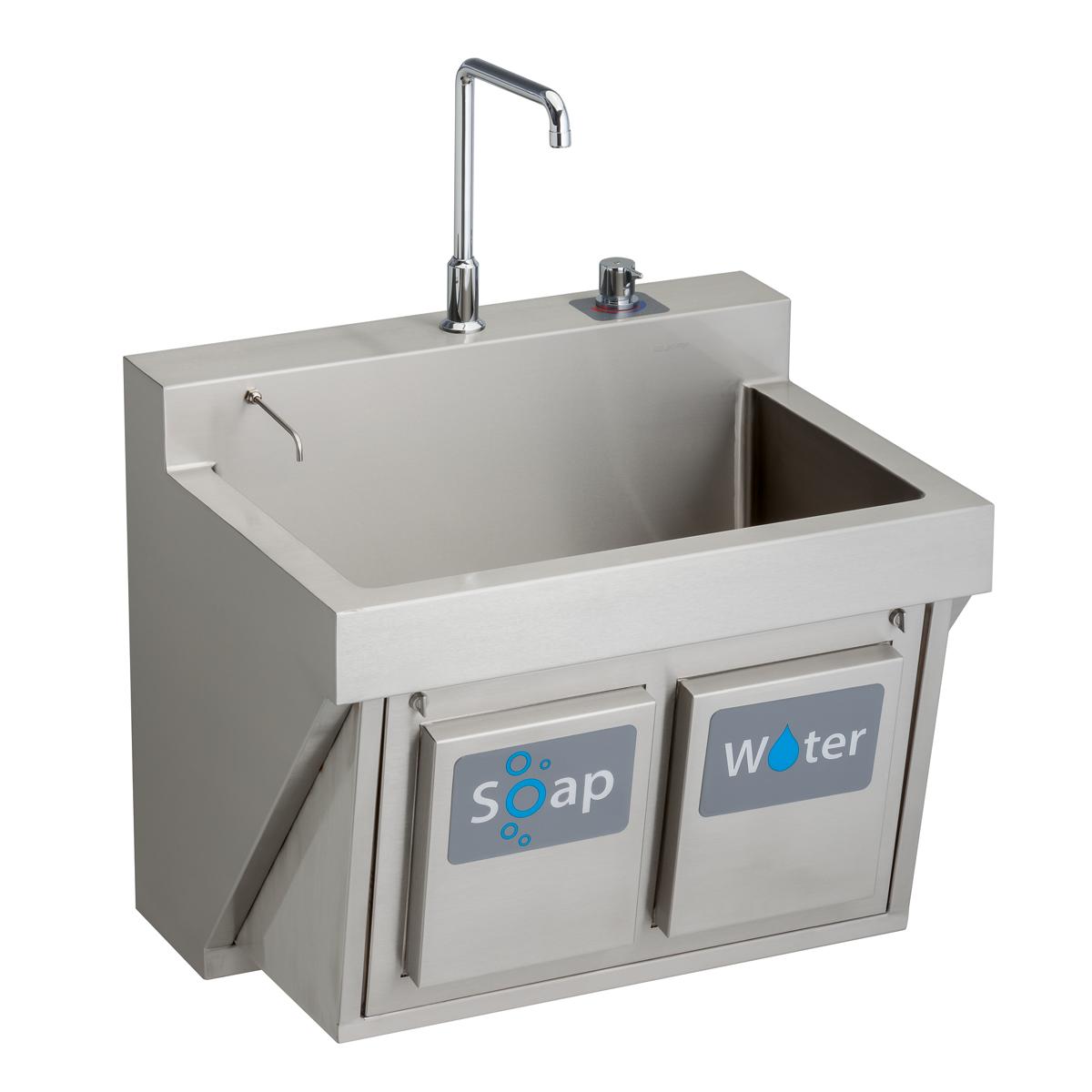 Elkay Stainless Steel 30" x 23" x 26", Wall Hung Single Bowl Surgeon Scrub Sink Kit EWSF13026KWSC