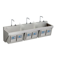 Elkay Stainless Steel 90" x 23" x 26", Wall Hung Triple Station Surgeon Scrub Sink Kit EWSF39026KWSC