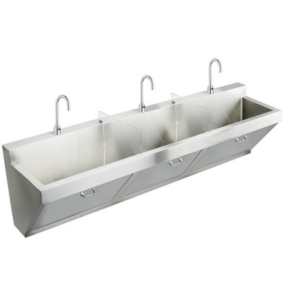Elkay Stainless Steel 90" x 23" x 26", Wall Hung Triple Station Surgeon Scrub Sink Kit EWSF39026SACC