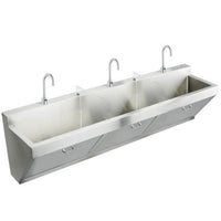 Elkay Stainless Steel 90" x 23" x 26", Wall Hung Triple Station Surgeon Scrub Sink Kit EWSF39026SACC