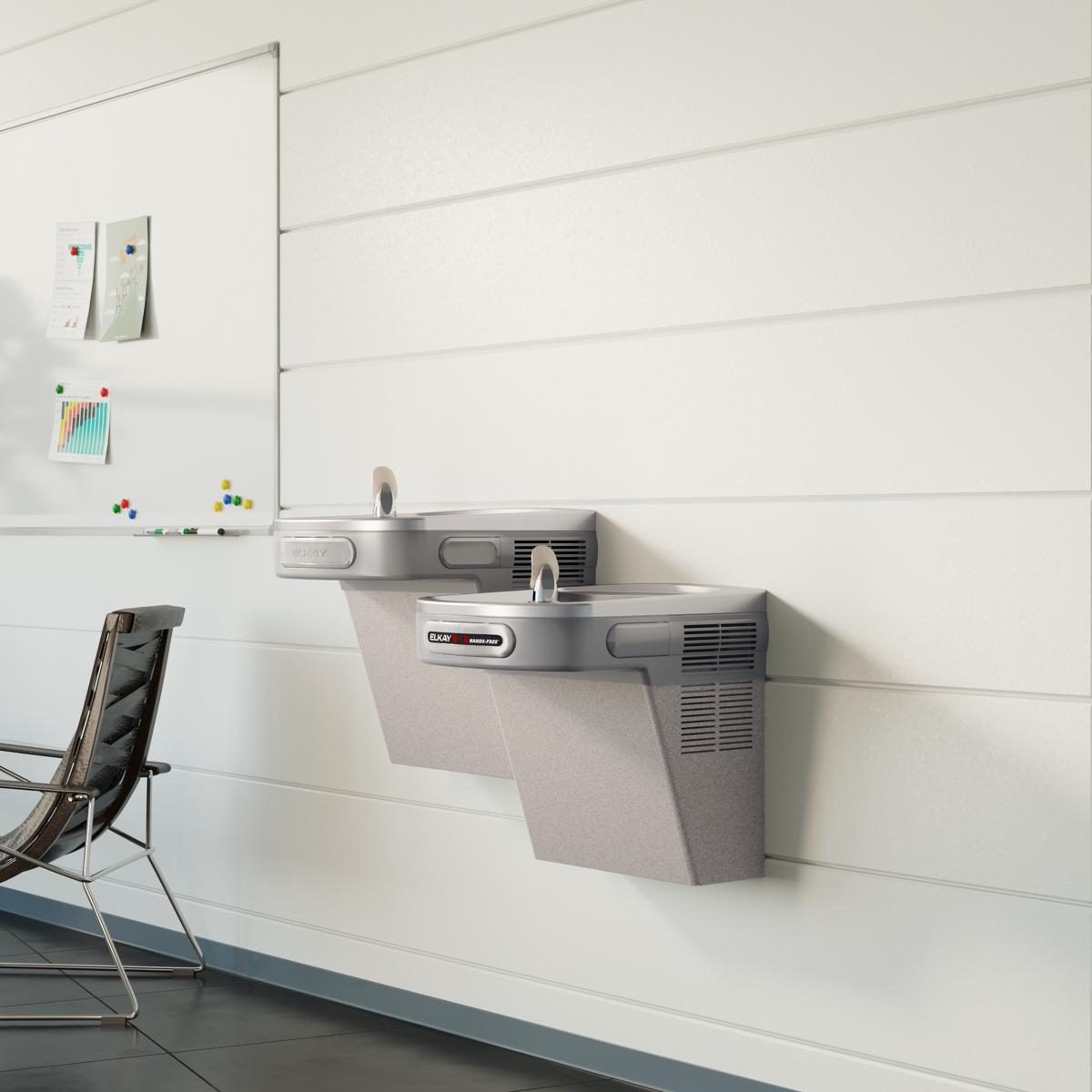Elkay Versatile Cooler Wall Mount Bi-Level ADA Hands-Free, Non-Filtered Refrigerated Light Gray Granite EZOSTL8LC