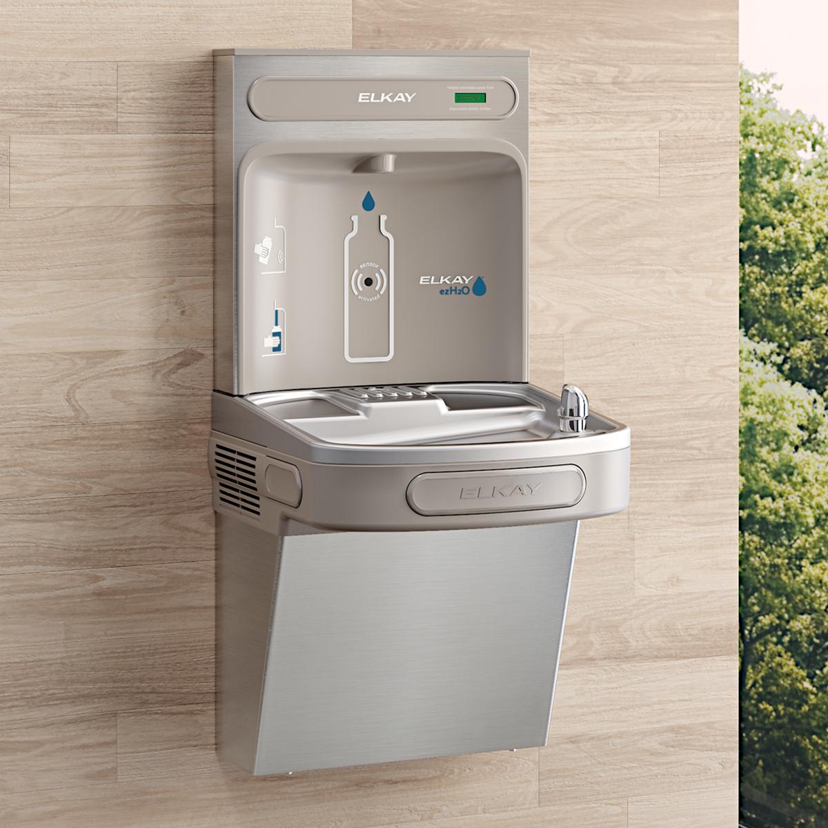 Elkay ezH2O Bottle Filling Station with Single ADA Vandal-Resistant Cooler, Non-Filtered Non-Refrigerated Stainless EZSDWSVRSK