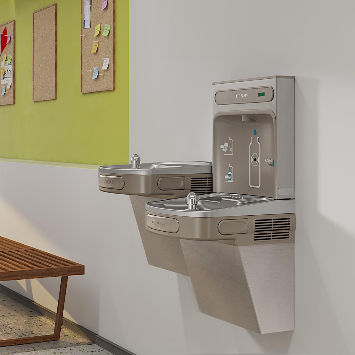 Elkay ezH2O Bottle Filling Station & Versatile Bi-Level ADA Vandal- Resistant Cooler, Non-Filtered, 8.0 GPH EZSTL8WSVRSK