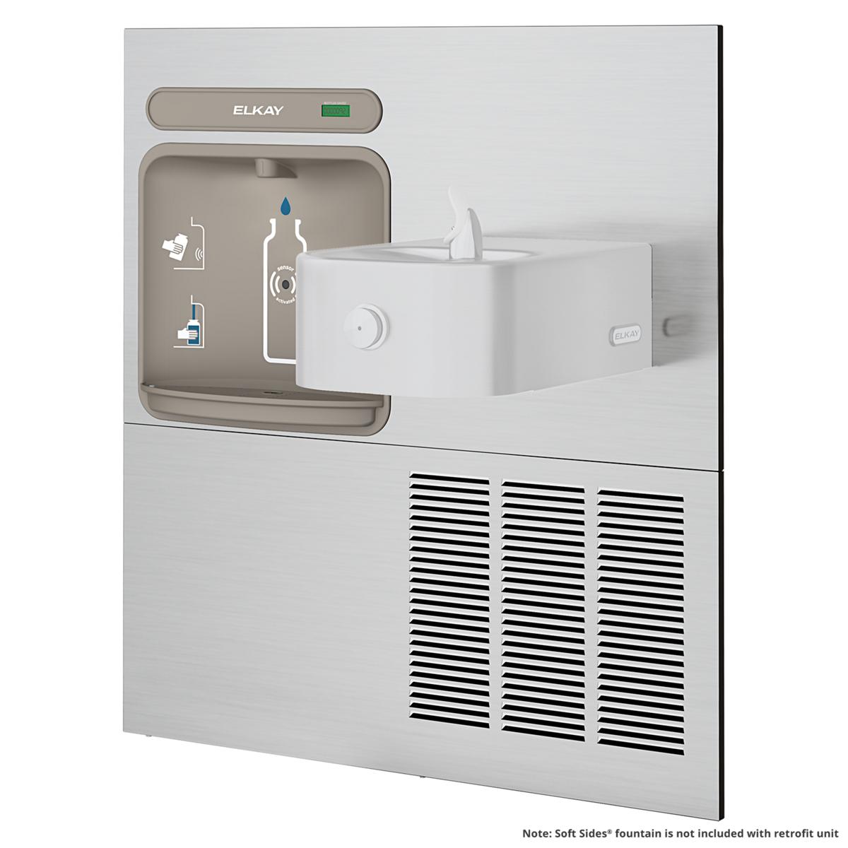 Elkay ezH2O Retrofit Bottle Filling Station & Soft Sides Fountain, Non-Filtered Refrigerated Stainless EZWS-ERFP8-RF