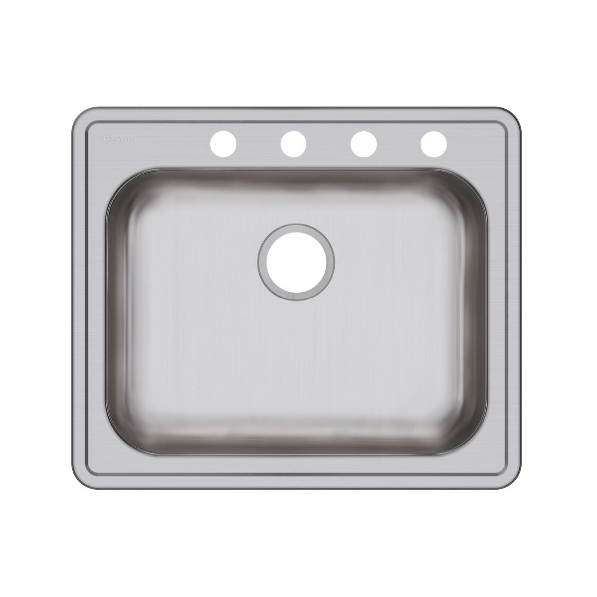 Elkay Dayton Stainless Steel 25" x 21-1/4" x 5-3/8", 4-Hole Single Bowl Drop-in Sink GE125214