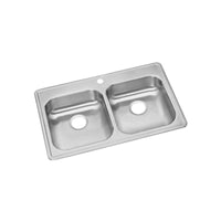 Elkay Dayton Stainless Steel 33" x 21-1/4" x 5-3/8", 1-Hole Equal Double Bowl Drop-in Sink GE233211