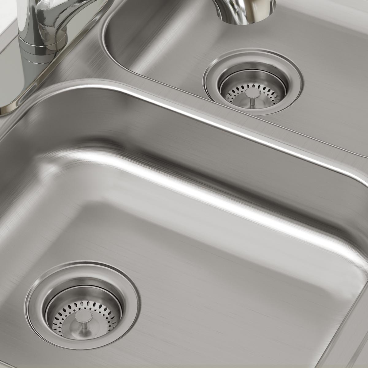 Elkay Dayton Stainless Steel 33" x 21-1/4" x 5-3/8", 3-Hole Equal Double Bowl Drop-in Sink GE233213