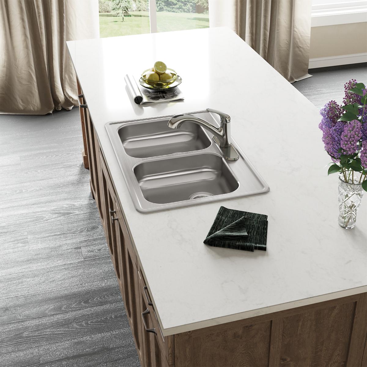 Elkay Dayton Stainless Steel 33" x 22" x 5-3/8", 3-Hole Equal Double Bowl Drop-in Sink GE233223