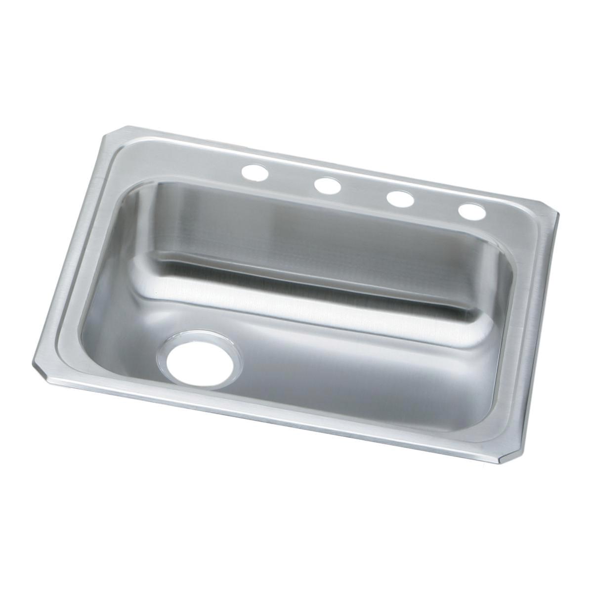 Elkay Celebrity Stainless Steel 25" x 21-1/4" x 5-3/8", 4-Hole Single Bowl Drop-in Sink with Left Drain GECR2521L4