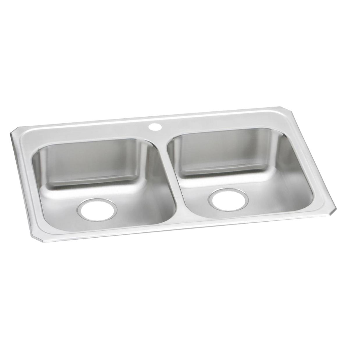 Elkay Celebrity Stainless Steel 33" x 21-1/4" x 5-3/8", 1-Hole Equal Double Bowl Drop-in Sink GECR33211