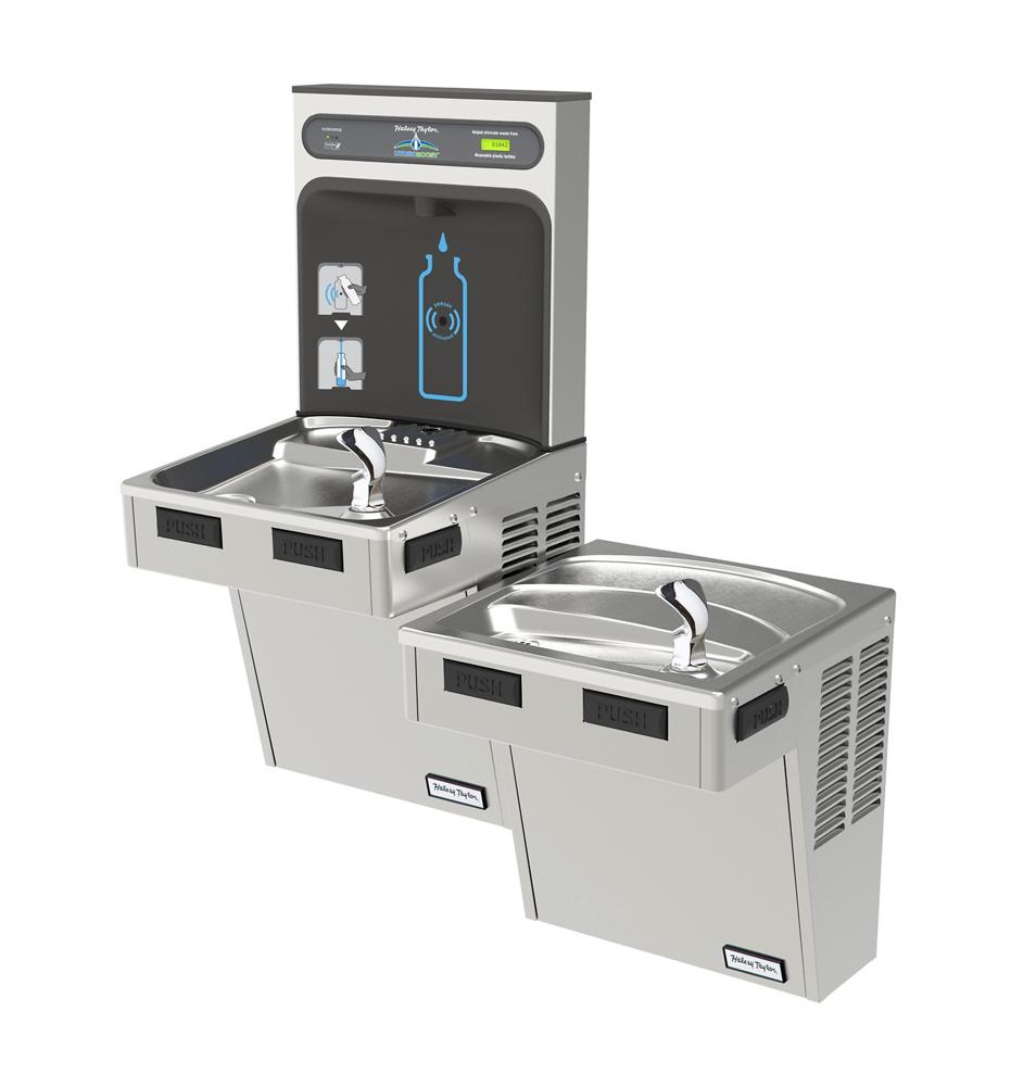 Halsey Taylor HydroBoost Bottle Filling Station & Bi-Level ADA Cooler, Filtered, 8.0 GPH HTHB-HAC8BLSS-WF