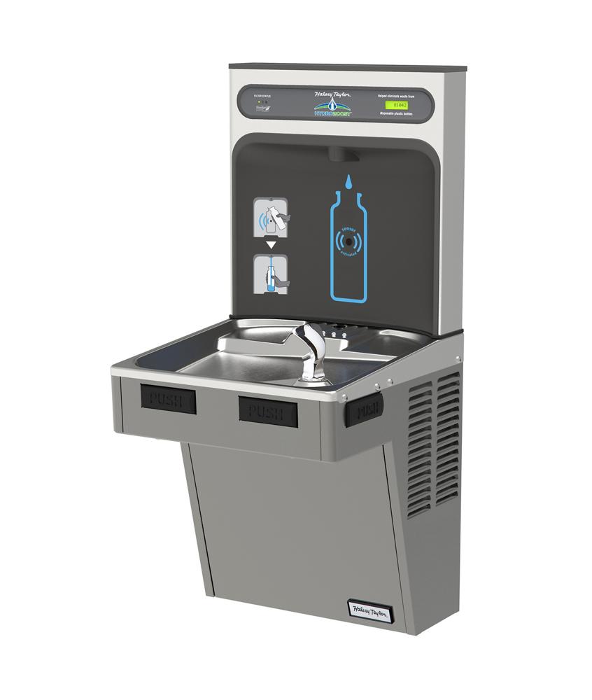 Halsey Taylor HydroBoost Bottle Filling Station & Single ADA Cooler, Filtered, 8.0 GPH, Platinum Vinyl HTHB-HAC8PV-WF