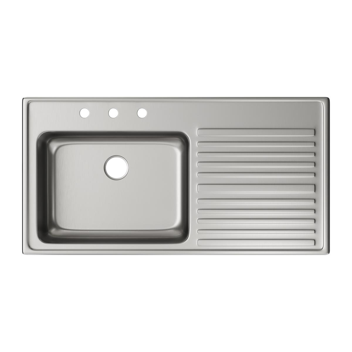 Elkay Lustertone Classic Stainless Steel 43" x 22" x 10", Single Bowl Drop-in Sink with Drainboard ILGR4322L3