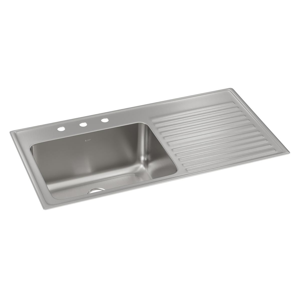 Elkay Lustertone Classic Stainless Steel 43" x 22" x 10", Single Bowl Drop-in Sink with Drainboard ILGR4322L3