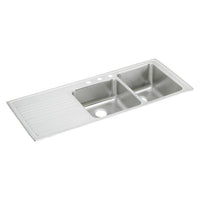 Elkay Lustertone Classic Stainless Steel 54" x 22" x 10", Offset Double Bowl Drop-in Sink with Drainboard ILGR5422R3
