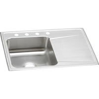 Elkay Lustertone Classic Stainless Steel 33" x 22" x 7-5/8", Single Bowl Drop-in Sink with Drainboard ILR3322L4