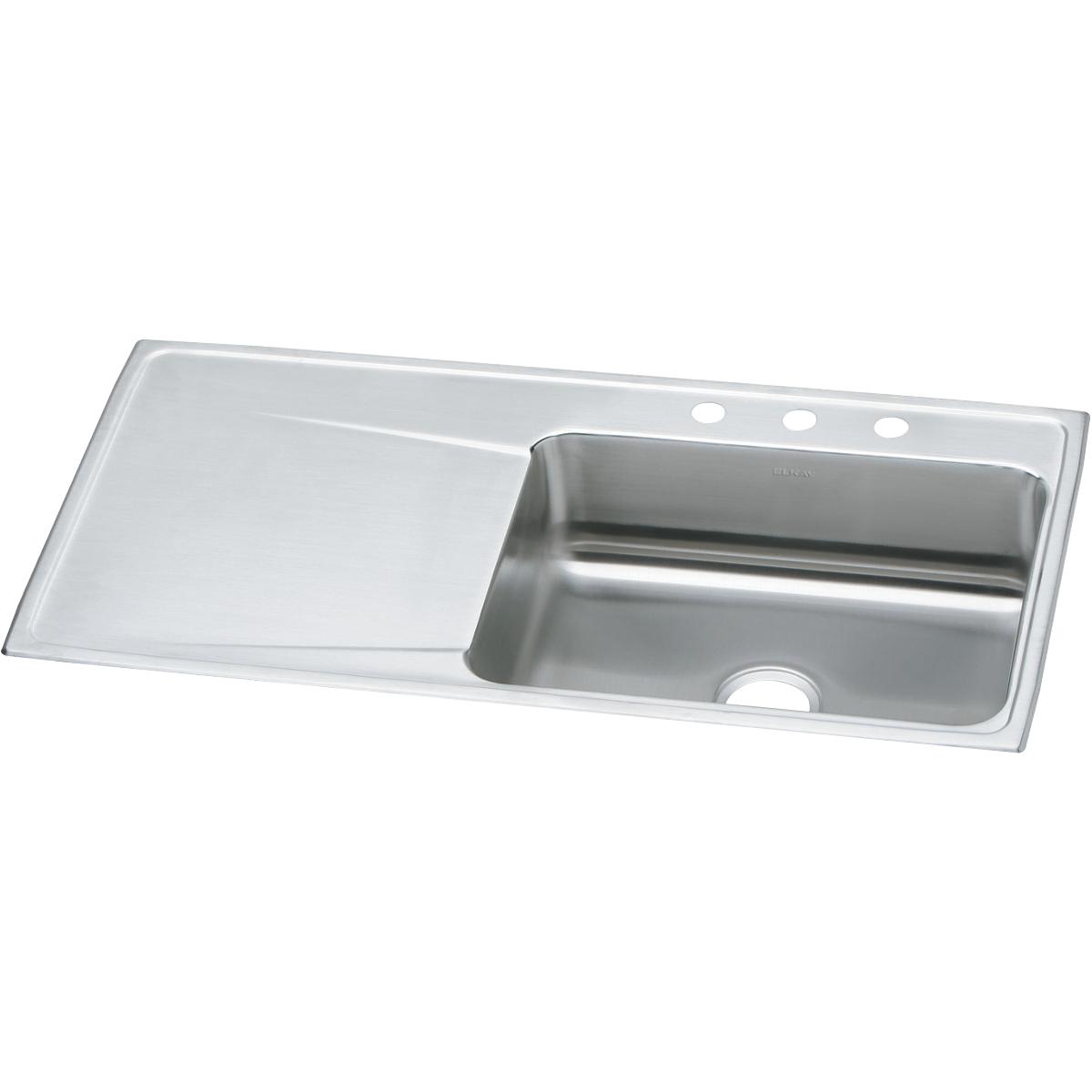 Elkay Lustertone Classic Stainless Steel 43" x 22" x 7-5/8", Single Bowl Drop-in Sink with Drainboard ILR4322R3